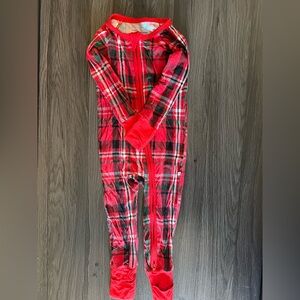 Caden Lane Red and Green Plaid Baby Onesie